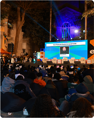 Event attendees sitting in beanbags